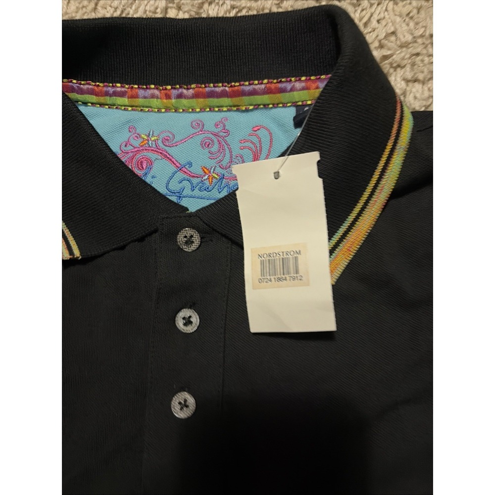 Robert Graham Polo Shirt Mens S Black Cotton Short Sleeve Preppy Casual NWT 99$ - Picture 4 of 7
